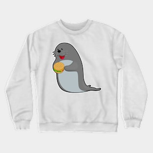 Seal at Eating with Burger Crewneck Sweatshirt